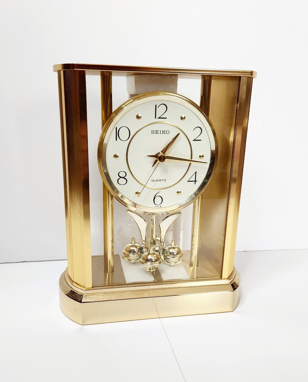 Seiko Mantle Clock Quartz Vintage New With Rotating Pendulum Japan 