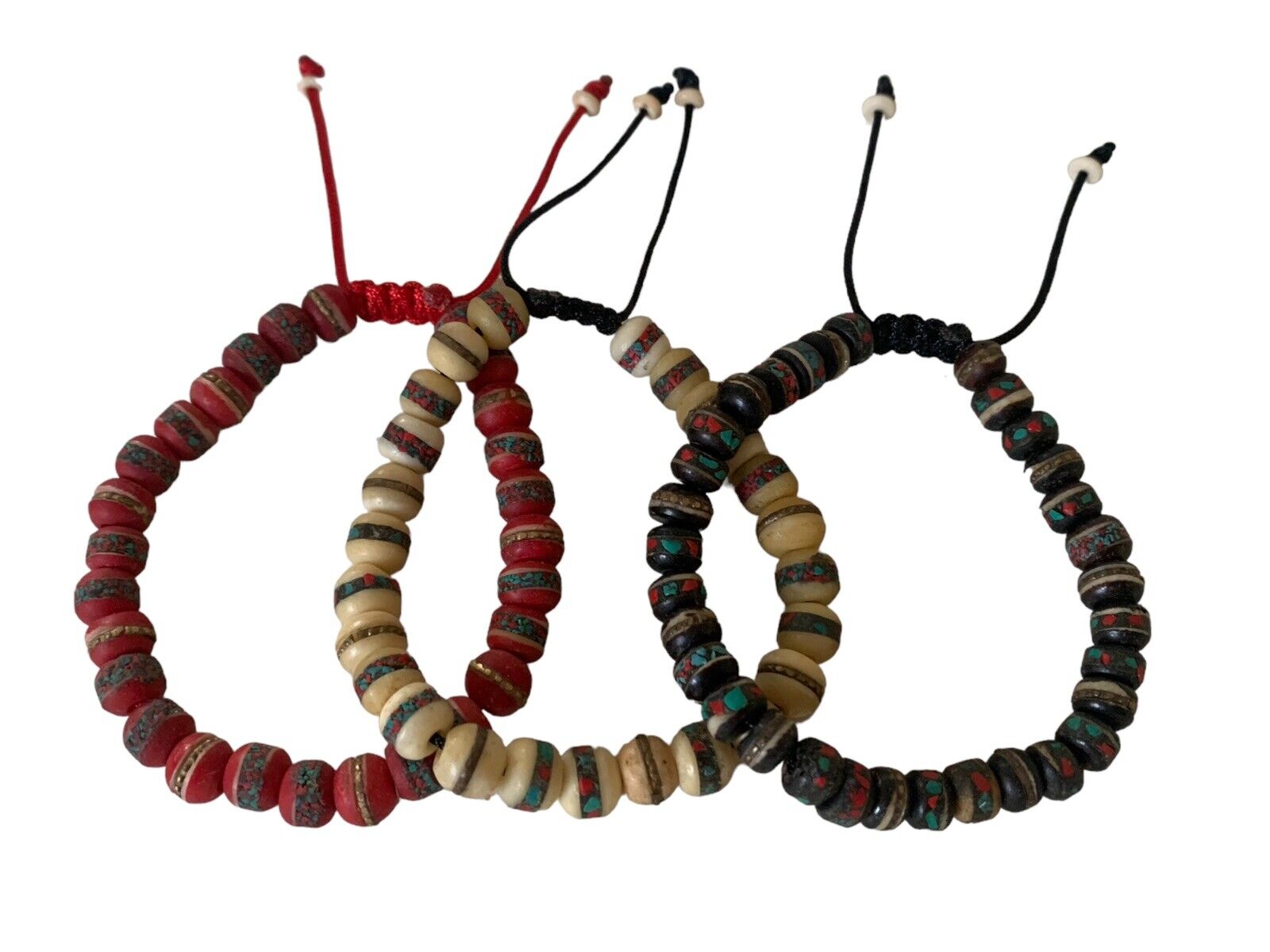 Three Tibetan prayer beads healing bracelet Adjustable wrist mala yoga bracelet