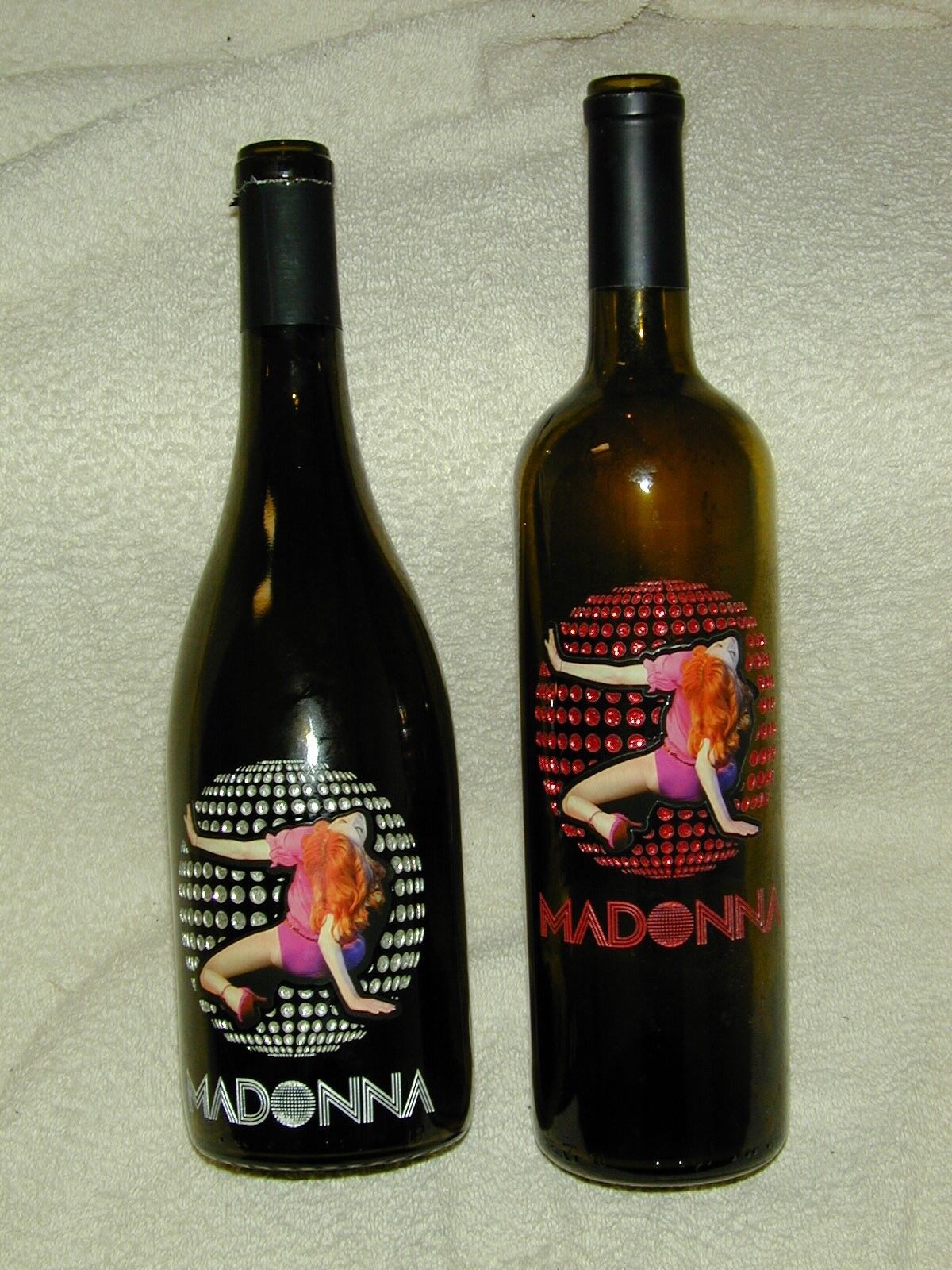 (4) MADONNA  3 SILVER & 1 RED  WINE BOTTLES CONFESSIONS ON A DANCE FLOOR EMPTY
