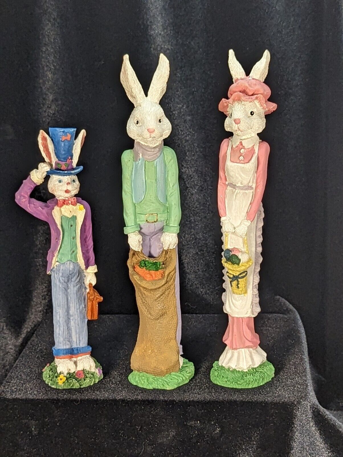 Vintage Tall Easter Bunny Rabbit Resin Figurines Holiday Decor