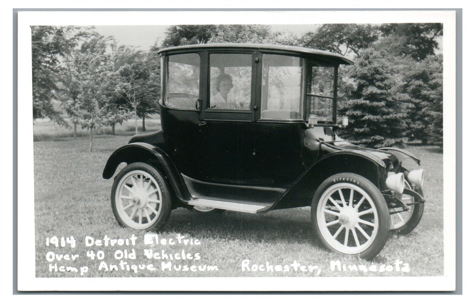 RPPC 1914 Detroit Electric Car Hemp Museum ROCHESTER MN Real Photo Postcard