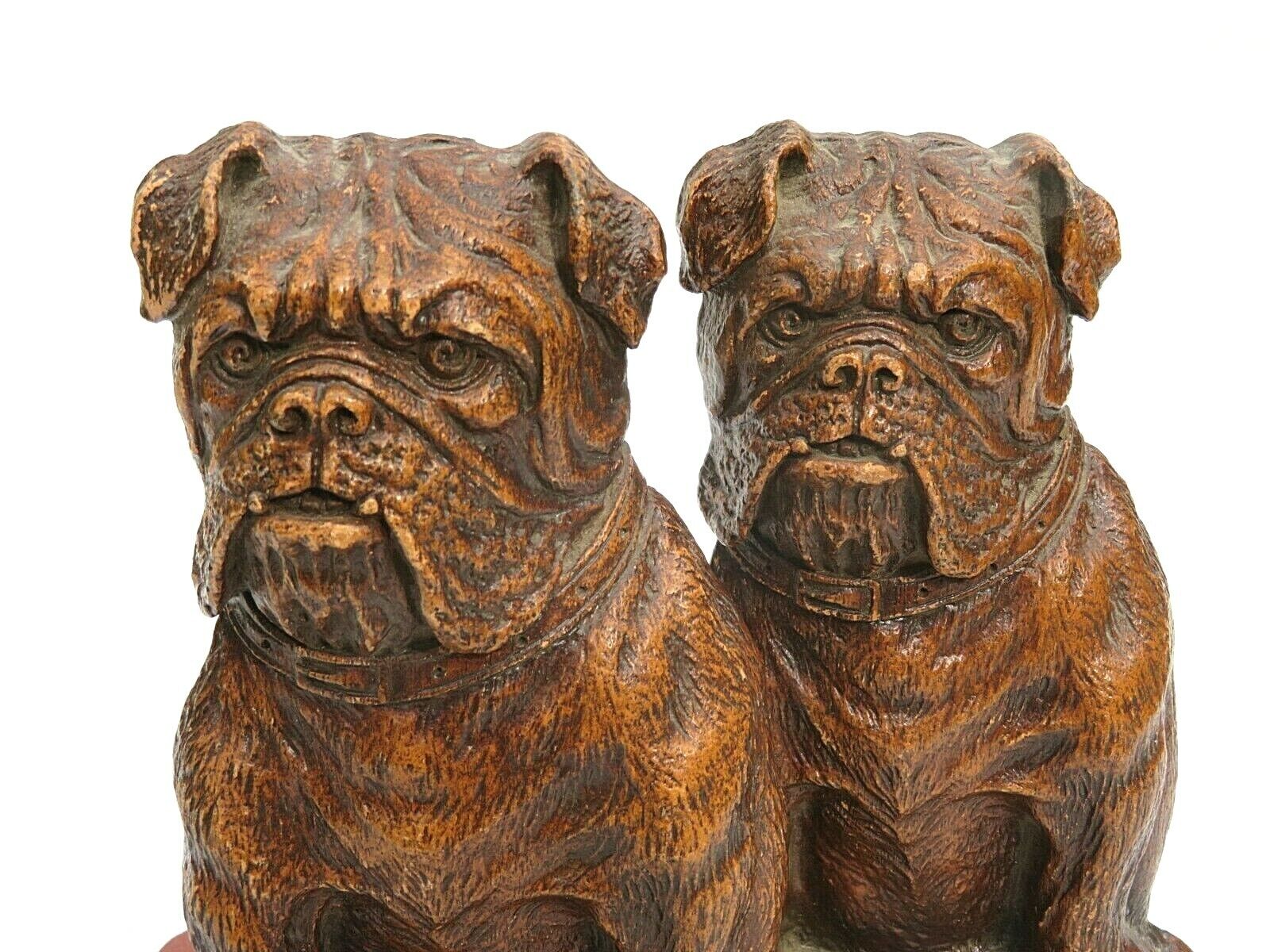 Vintage Syroco Wood Bookends Bulldog pressed wood art sculpture.