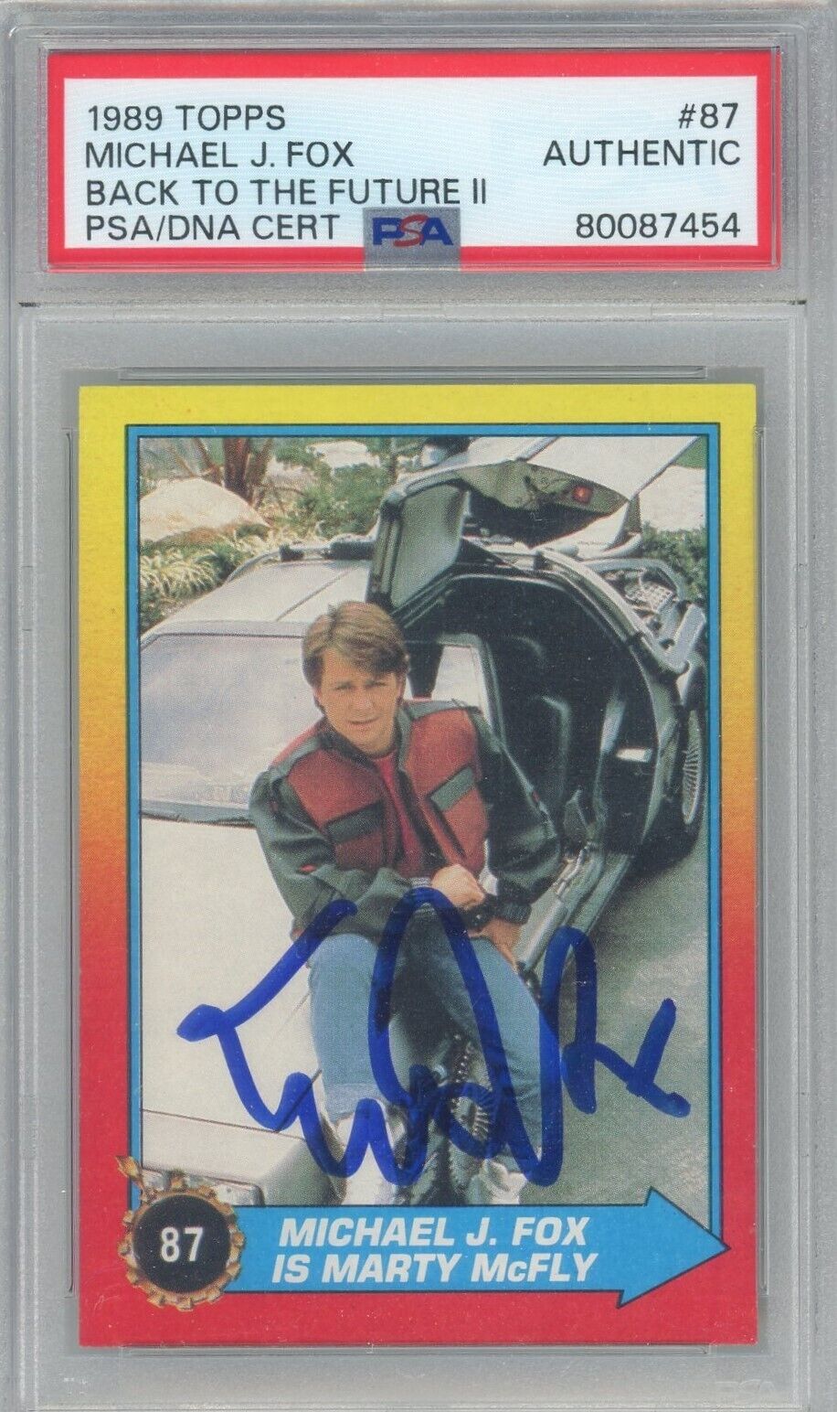 Michael J Fox 1989 Topps Back To The Future II #87 Rookie Card Autograph PSA/DNA