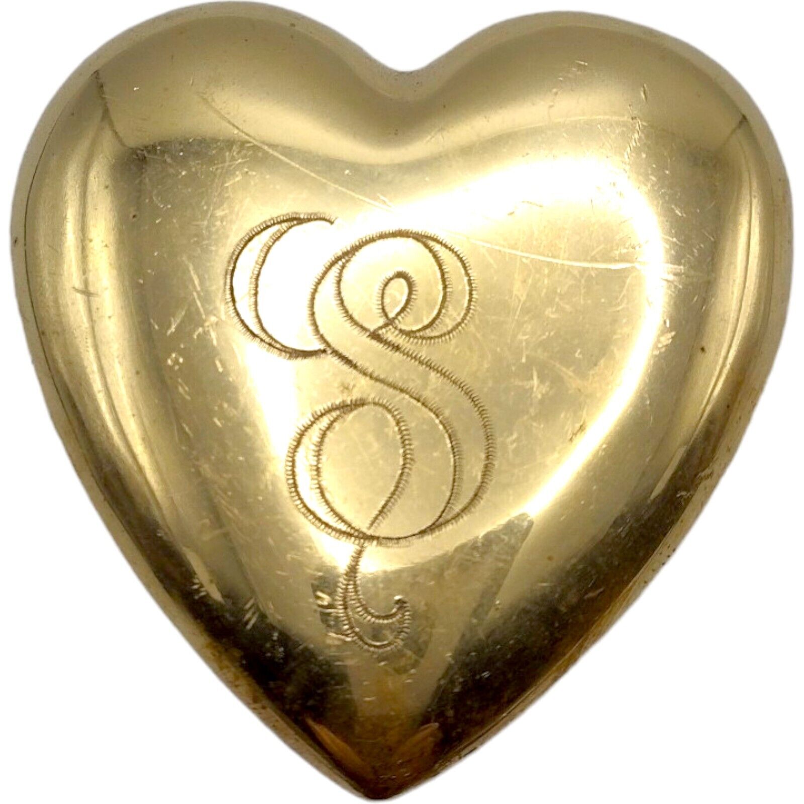 Vintage 1980s James Avery Solid Brass Heart Paperweight Engraved \