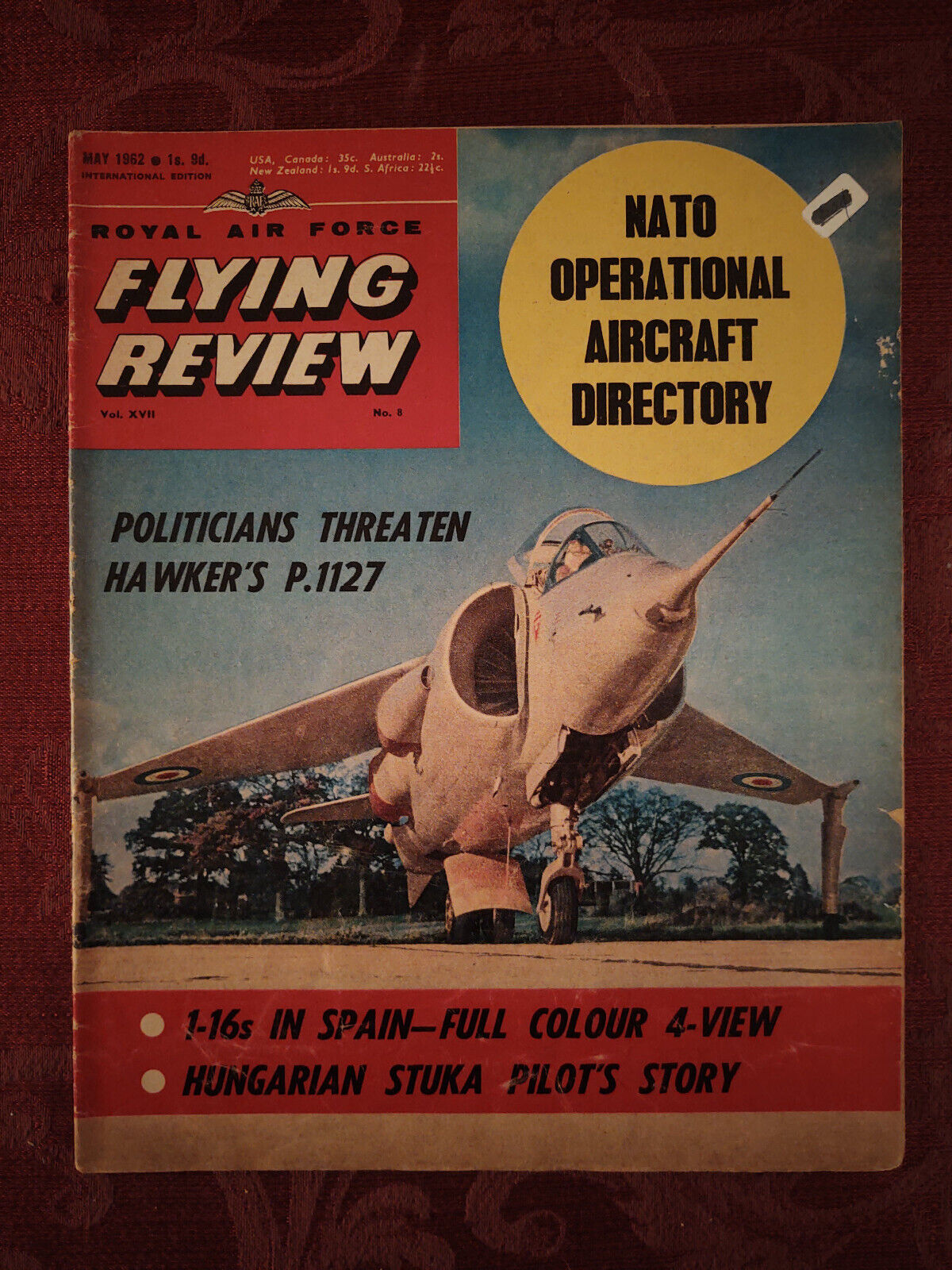 RAF Flying Review Magazine May 1962 Hawkers P.1127 MITSUBISHI J2M3