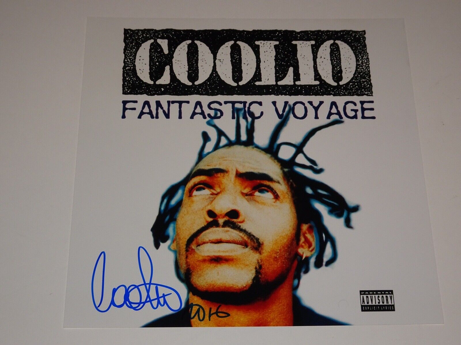 COOLIO SIGNED 12 x12 FANTASTIC VOYAGE ALBUM LP FLAT PHOTO AUTOGRAPHED