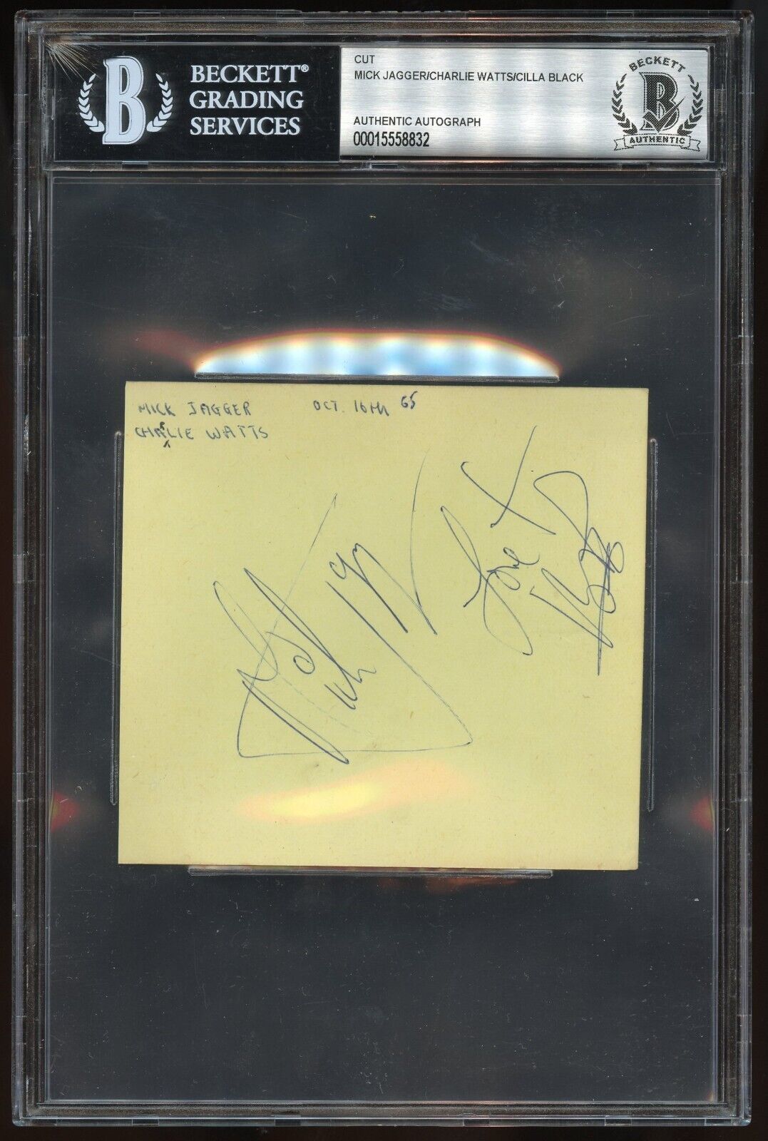Mick Jagger Charlie Watts Cilla Black signed autograph 3x4 cut Celebrities BAS
