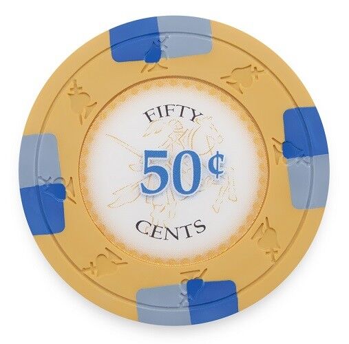 25 Orange 50¢ Cent Poker Knights 13.5g Clay Poker Chips - Buy 2, Get 1 Free