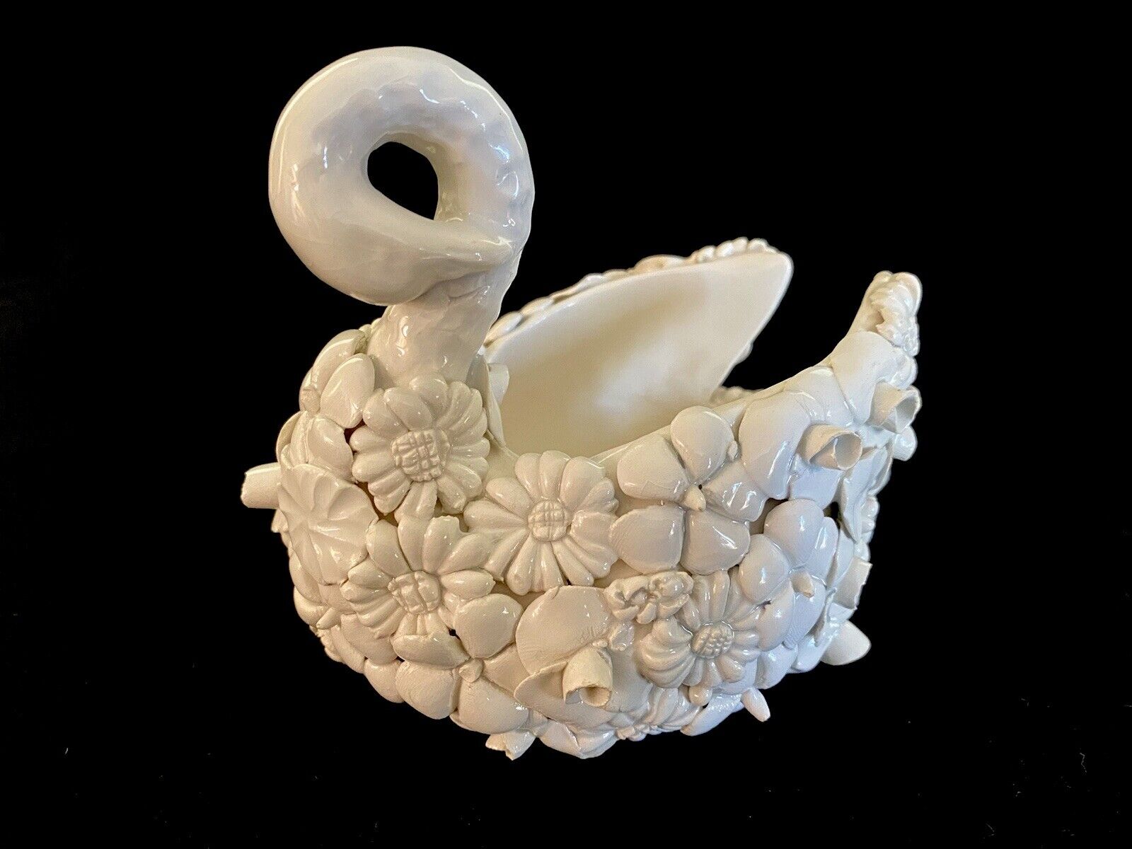 Porcelain Swan Figurine Planter Handmade by Famous Italian Artist Antonio Zen