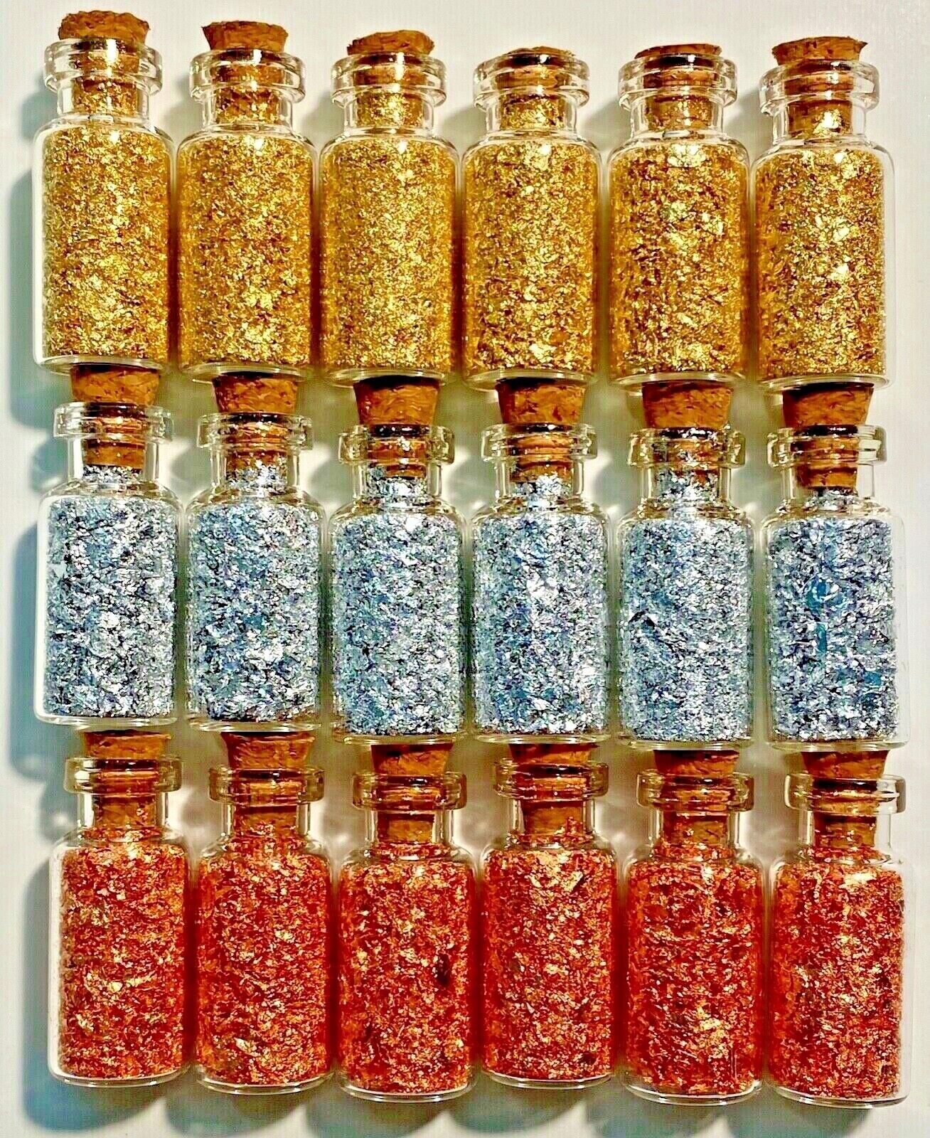 18 Bottles of Large...Copper - Silver & Gold Flakes.. Lowest price on the Net