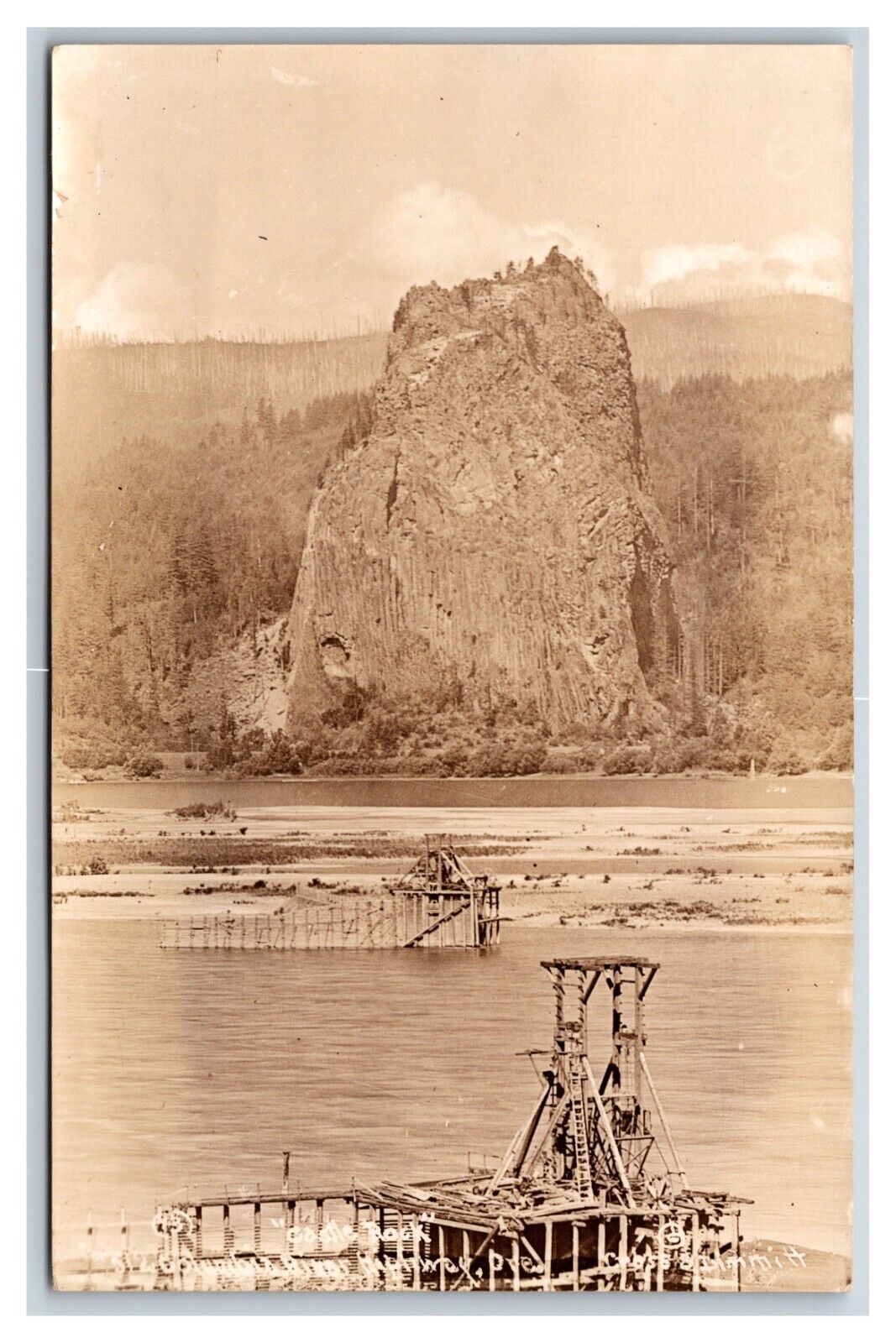 RPPC Fish Wheel and Castle Rock  Columbia River Highway OR Dimmitt Postcard W10