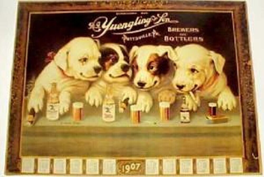 YUENGLING DRINKING DOGS 20 X 27 POSTER 1907