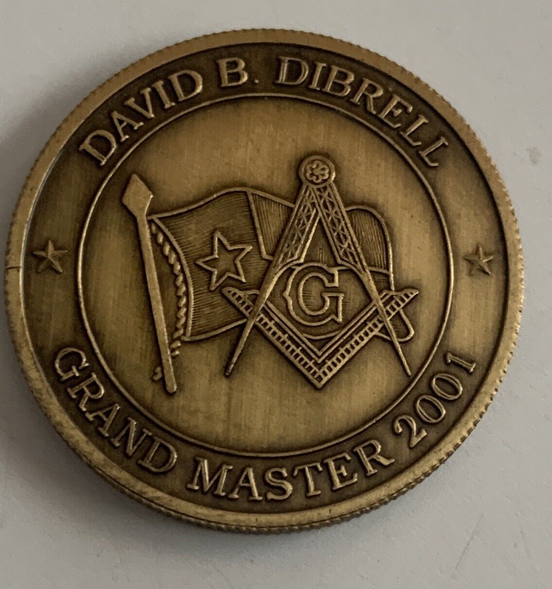 Masonic Lodge Coin Grand Master of Texas 2001 David B Dibrell AF & AM Mason