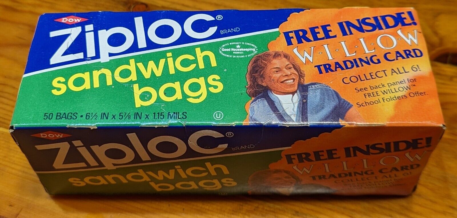 Rare 1988 Sealed Ziploc Sandwich Bags, with Willow Trading Card Promotion 
