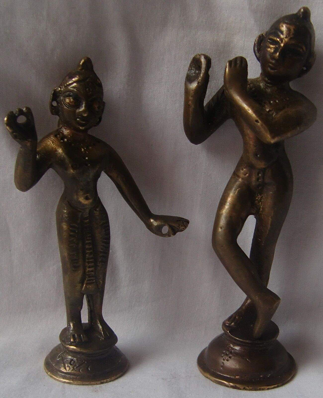 200 years old brass statue pair of hindu god radha krishna hand carved figurine