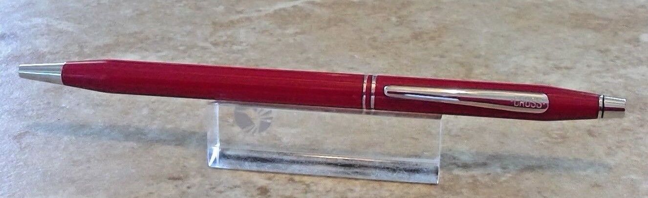 Cross VINTAGE  Classic Century Ballpoint Pen Red Double Silver Band USA MADE