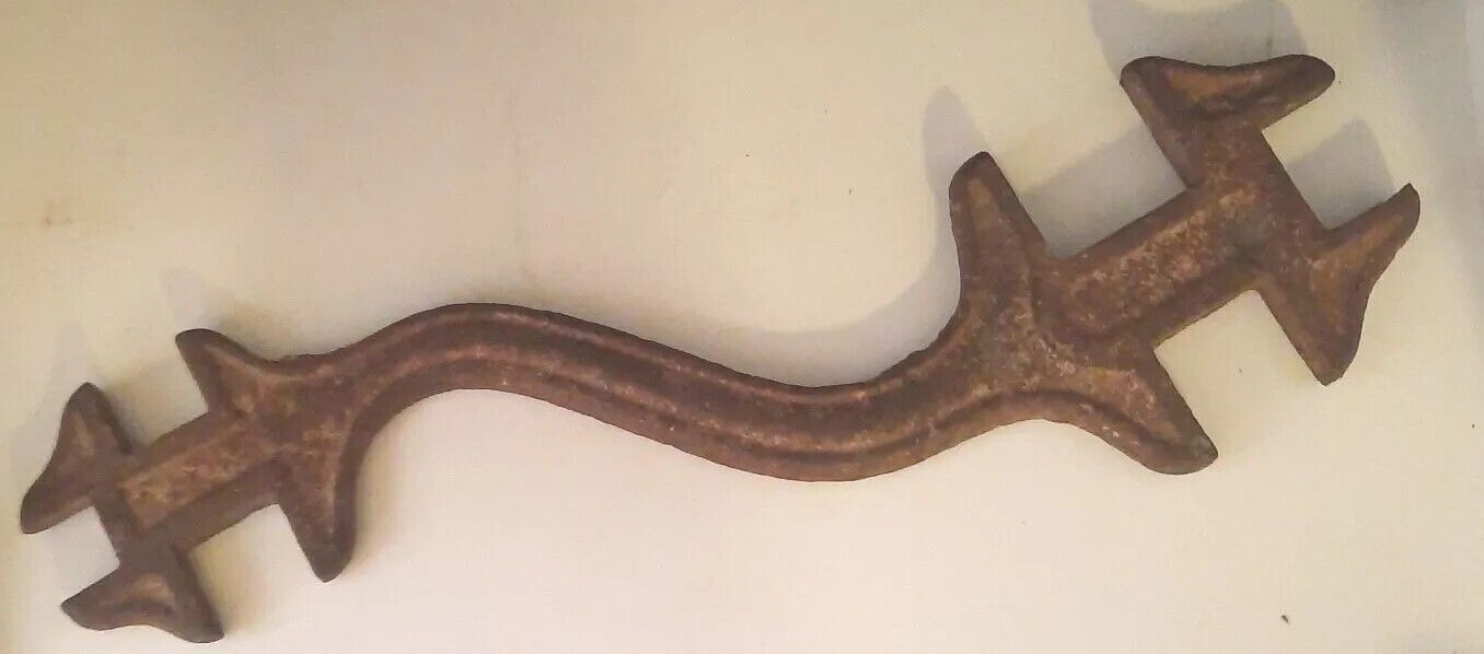  Antique 13 Inch Open Square ends 6 in 1 Wrench Cast Iron 7/16\