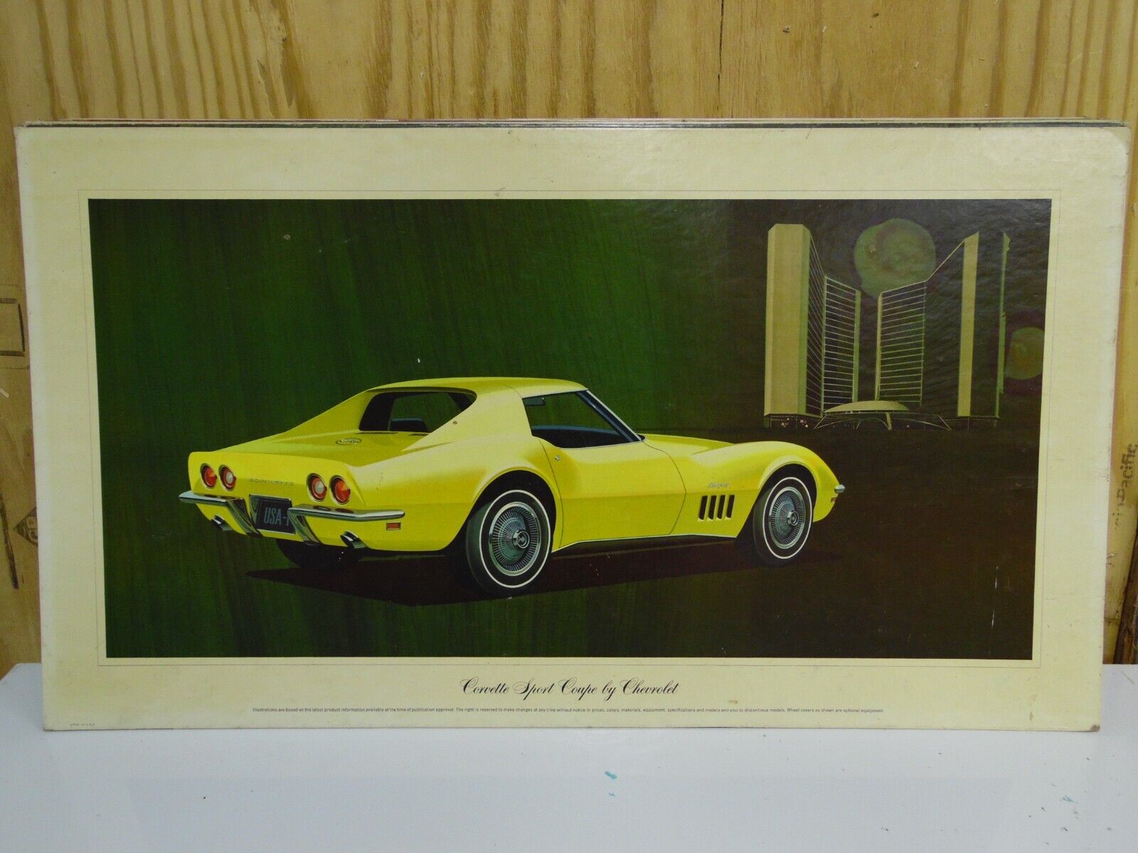 Vint. Chevrolet 1970\'s corvette sport coupe Dealership Promo cardboard 32x18\
