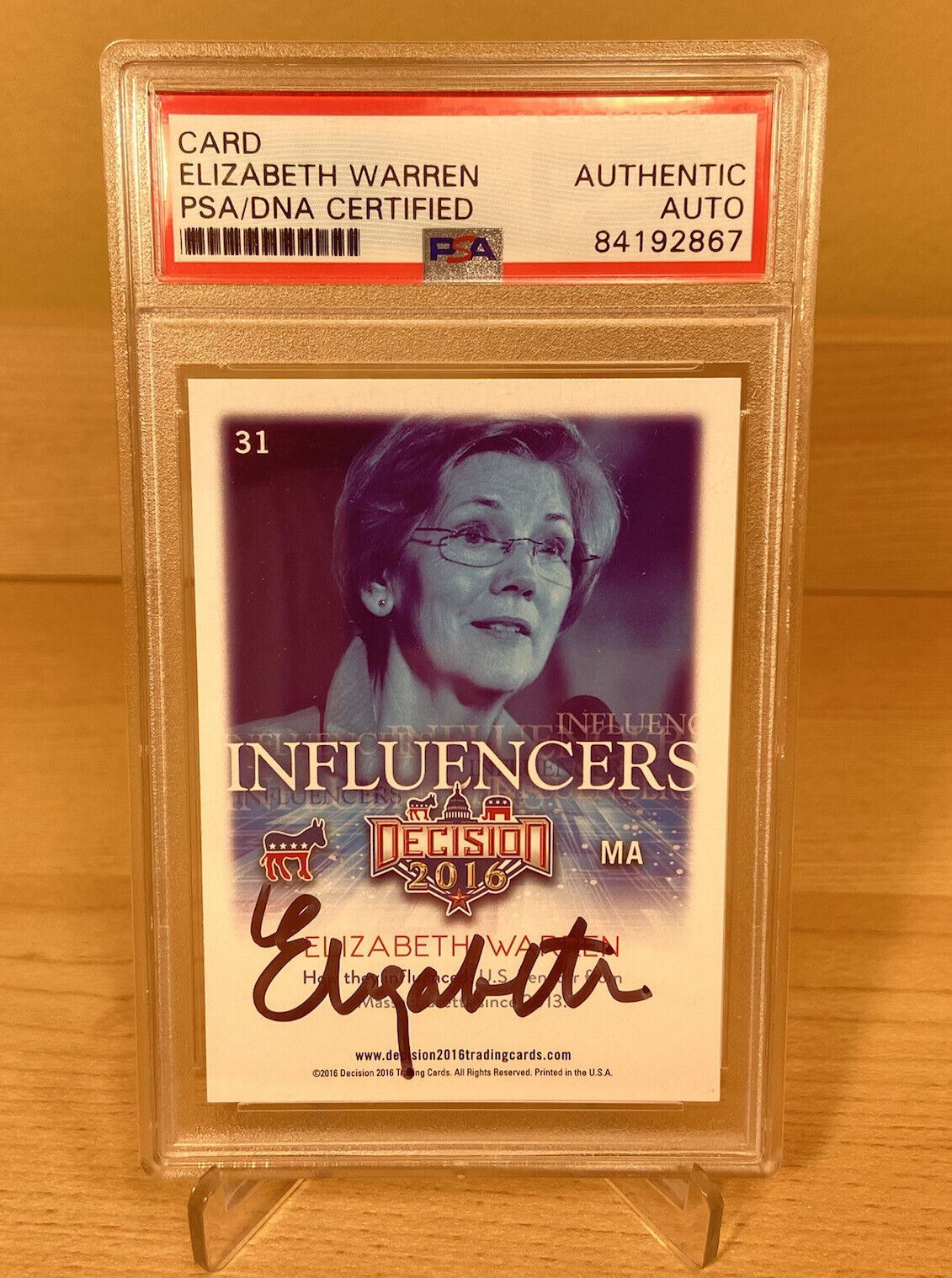 Elizabeth Warren 2016 Decision Senator Autographed Signed PSA Slabbed Card COA