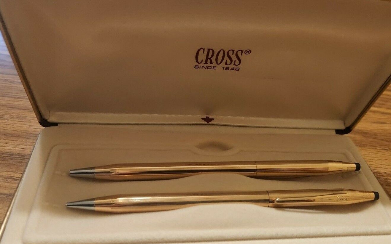 Cross Classic 14k Gold Filled Pen & Pencil Set Mint Condition