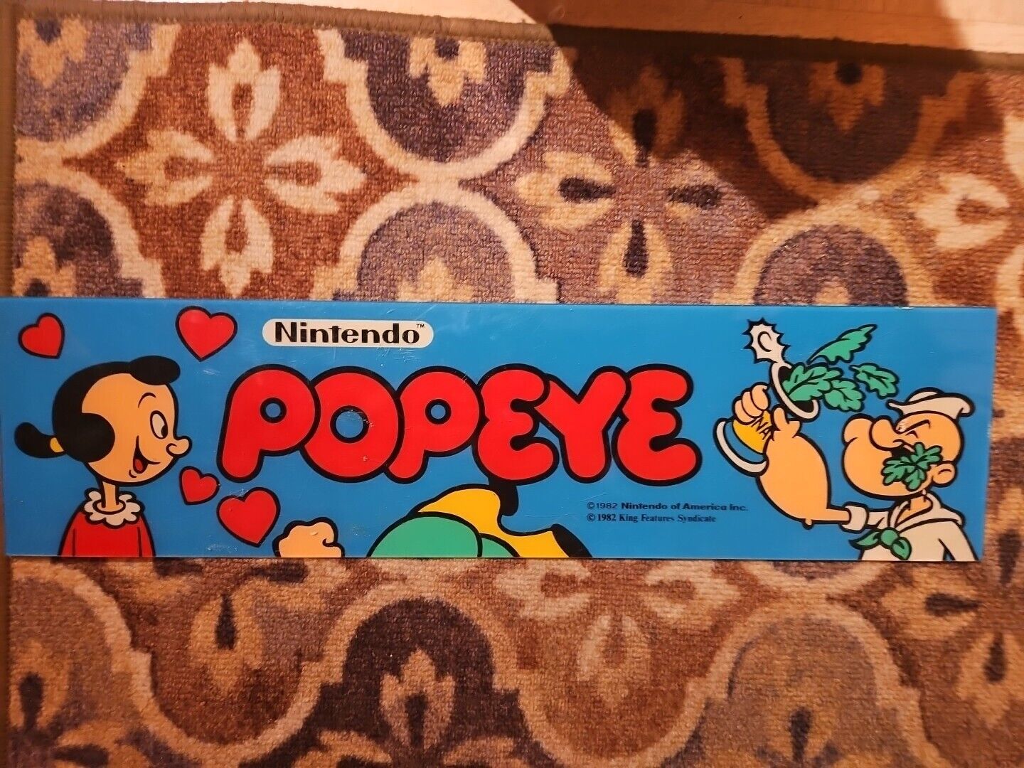 $$ INVEST $$ Rare Original Popeye 1982 Arcade Video Game Marquee Header Nintendo