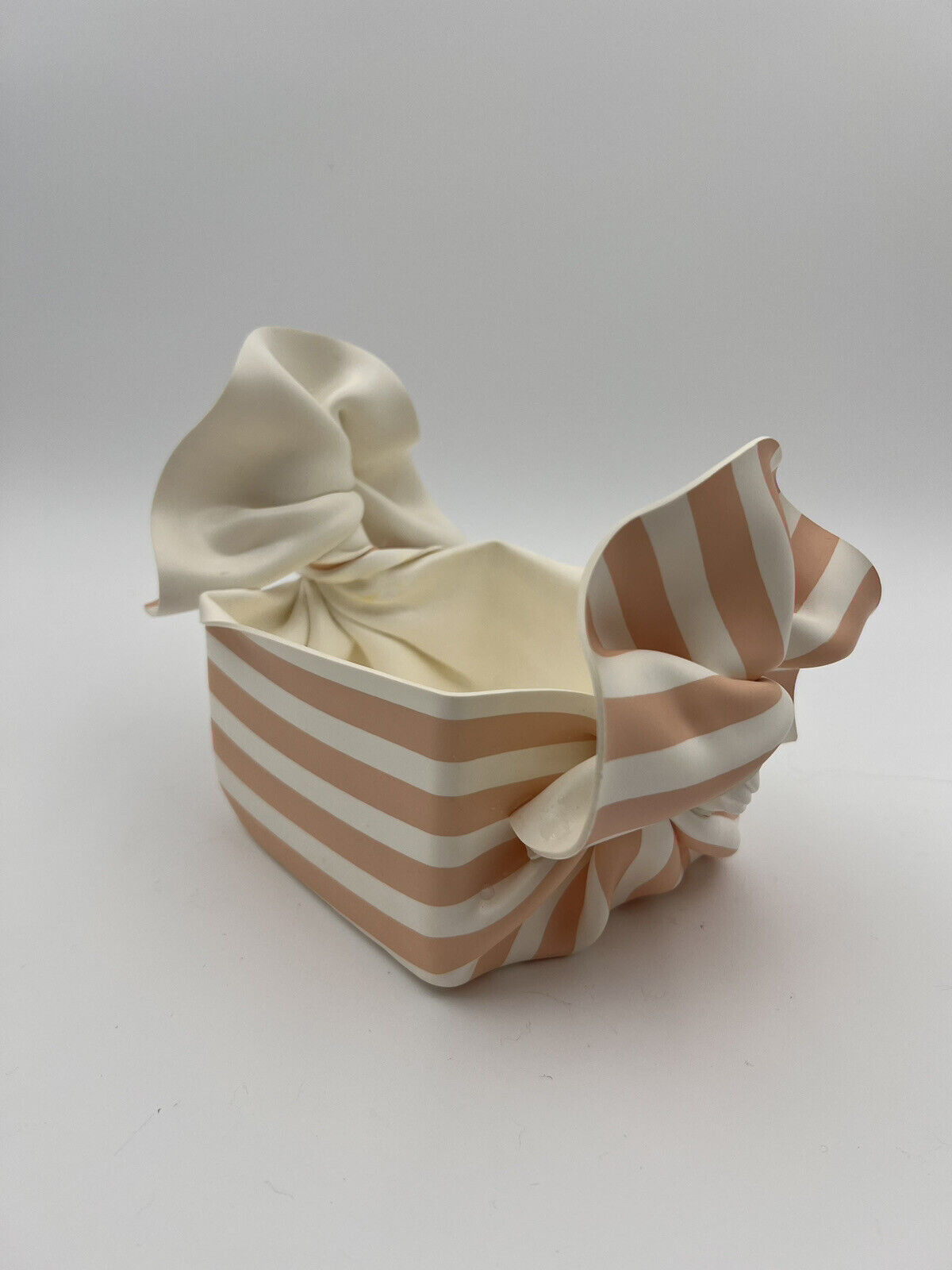Vintage Art Handmade Plastic Handkerchief Bowl Basket Artist Signed