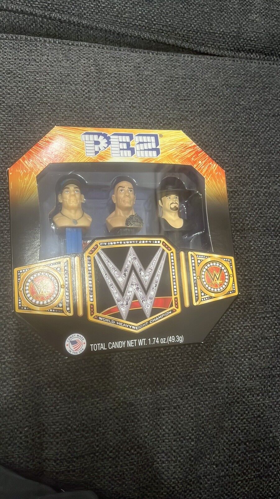PEZ WWE World Heavy Weight Gift Box 3 Dispensers Sealed The Rock Undertaker Cena