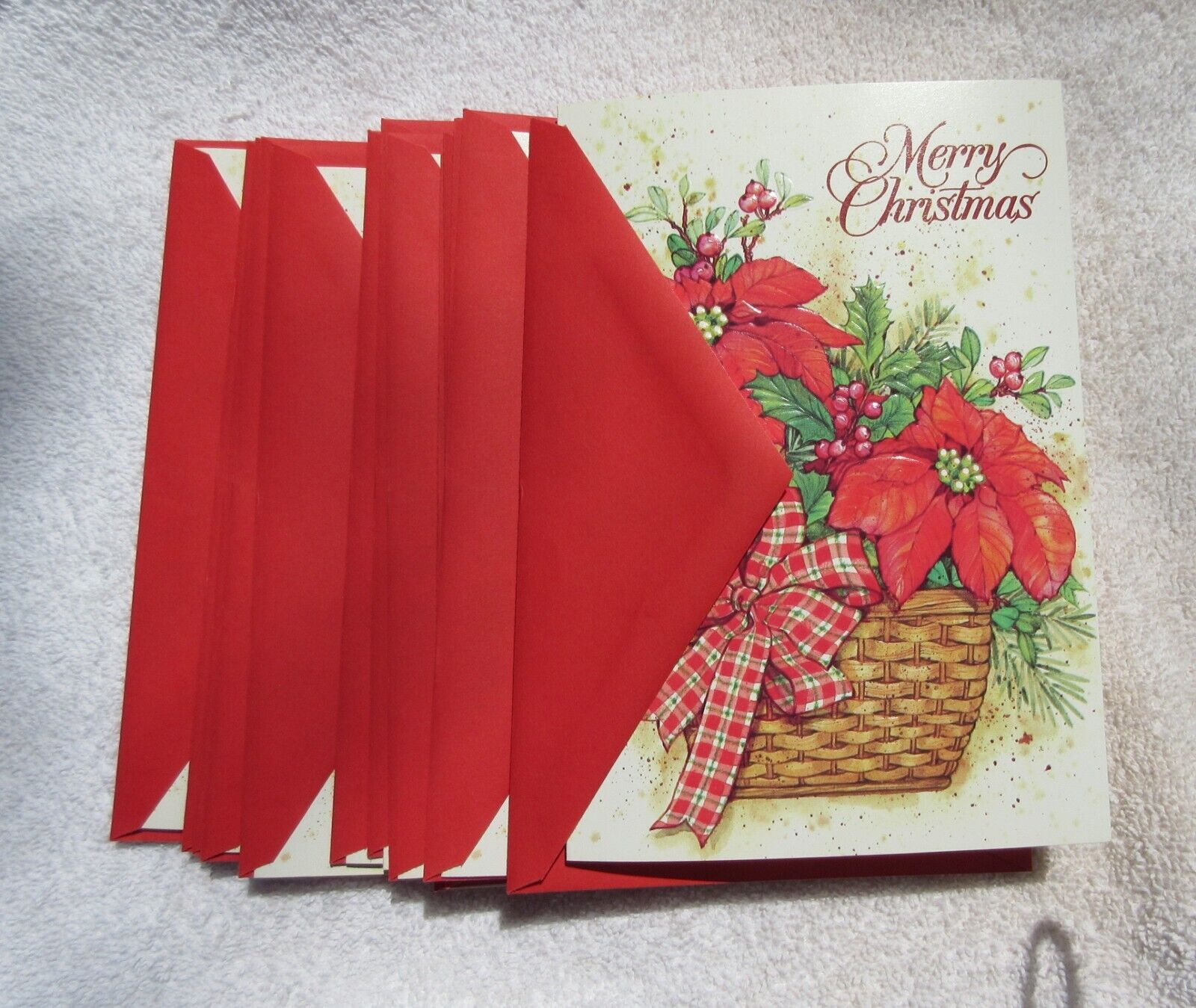 Lot of 13 Vintage Unused Grand Award Christmas Cards w/ Red Envelopes