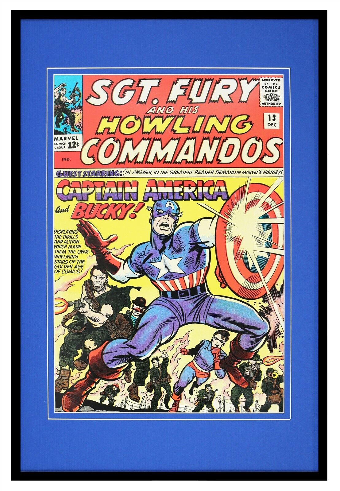 Sgt Fury #13 Captain America Marvel Framed 12x18 Official Repro Cover Display