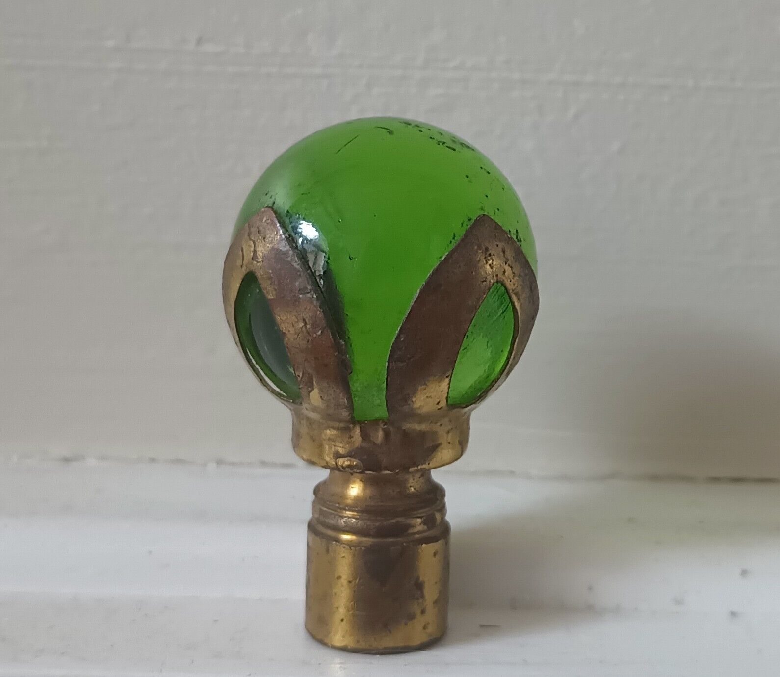 Vintage Green Glass Marble Lamp Finial