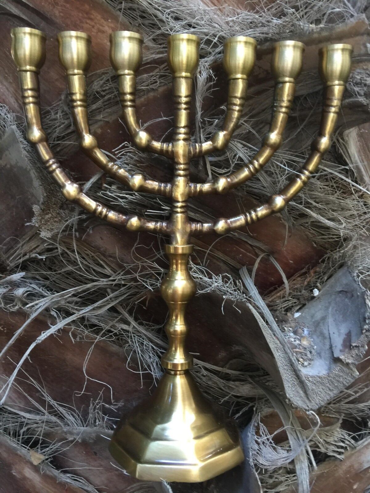 Amazing Classic Gold Plated Jewish Menorah 7 Branches 8\