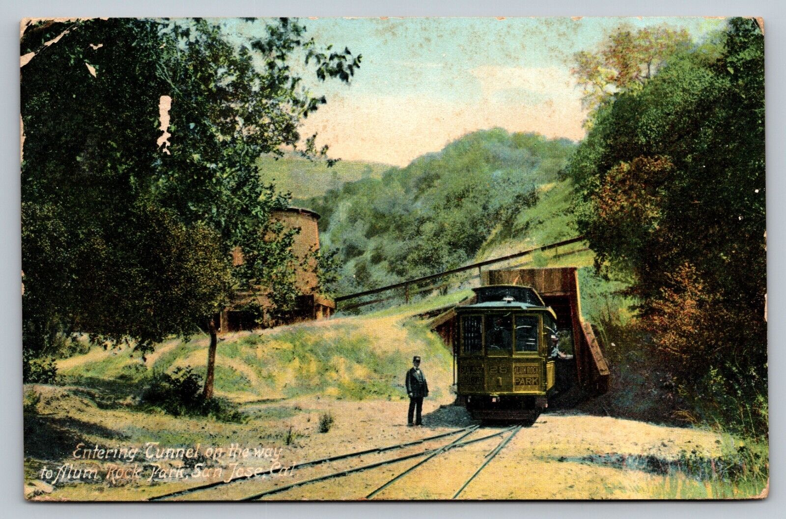 Entering Tunnel on the way to Alum Rock Park San Jose CA Vintage Postcard