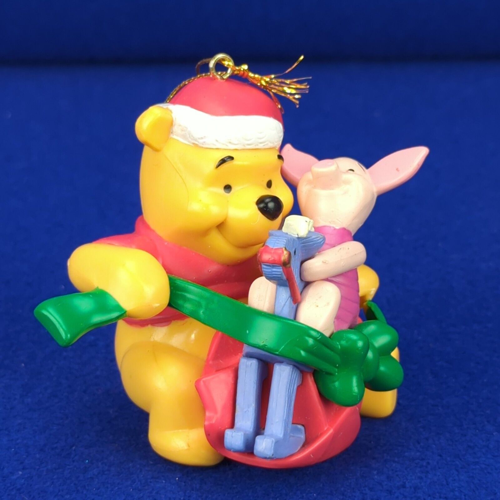 Vintage Disney Winnie the Pooh & Piglet Christmas Tree Ornament Rocking Horse