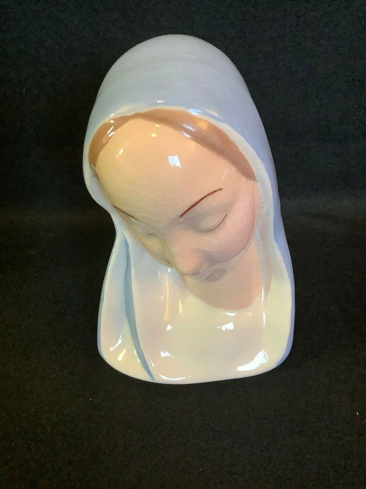 Vintage Madonna Head Bust or Figurine Blue Robe Collectible MCM Religious Statue