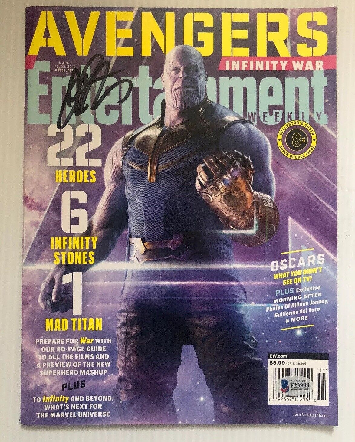 Jim Starlin Signed Autographed Thanos  Entertainment Weekly Magazine BECKETT COA