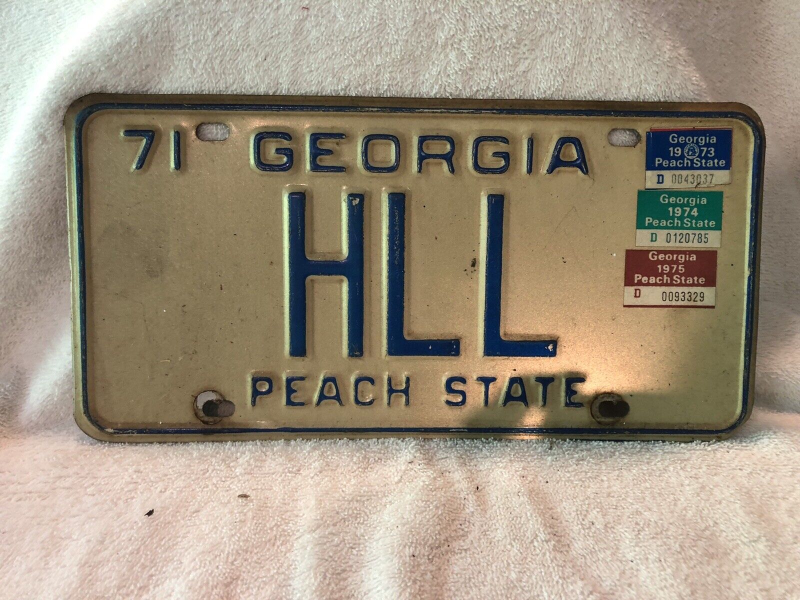 Vintage 1971 Georgia Vanity License Plate HLL 1973 1974 1975