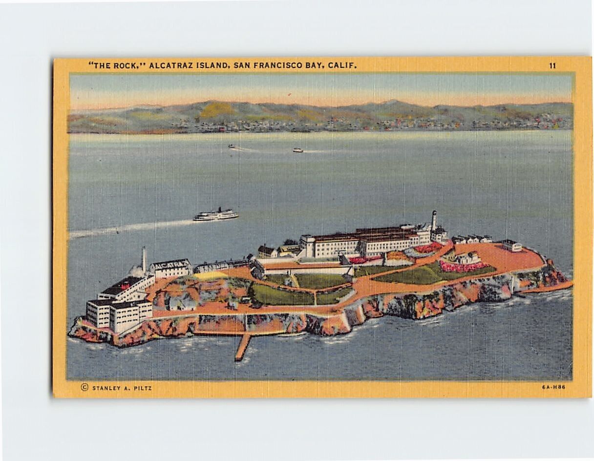 Postcard The Rock, Alcatraz Island, San Francisco Bay, San Francisco, California