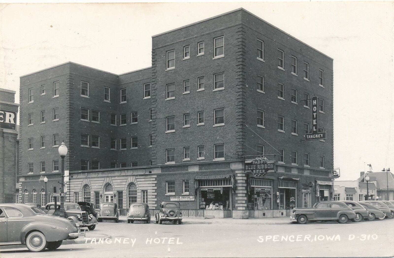 SPENCER IA – Tangney Hotel Real Photo Postcard rppc - 1947