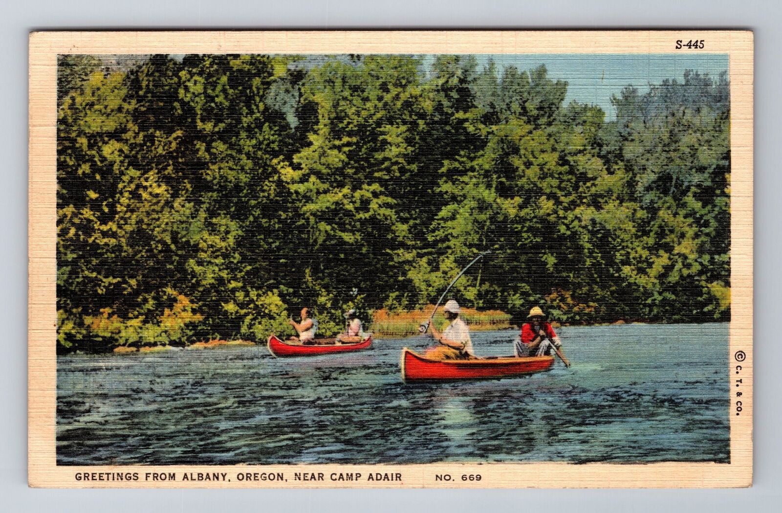 Albany OR-Oregon, Scenic Greetings Near Camp Adair, Fishing, Vintage Postcard