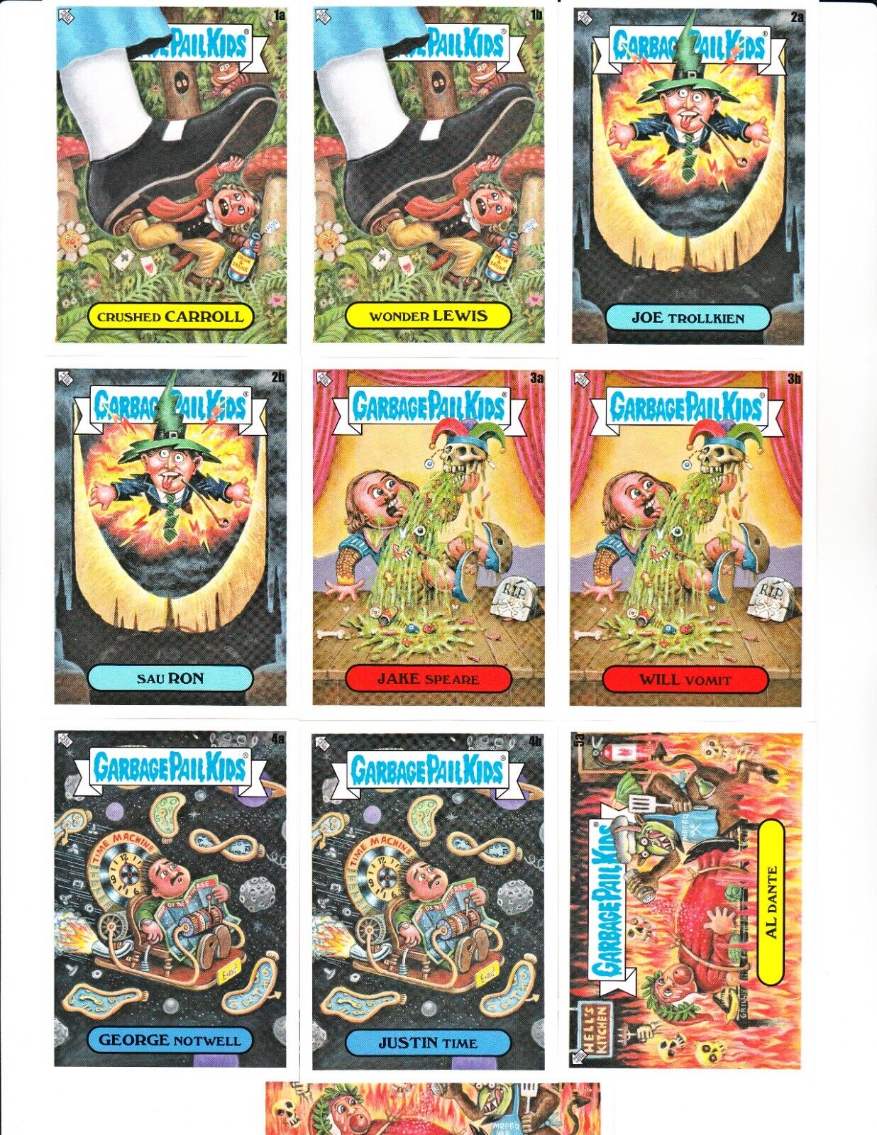 2022 SERIES 1 GARBAGE PAIL KIDS BOOKWORMS AUTHORS OF THEIR OWN MISFORTUNE SET 10