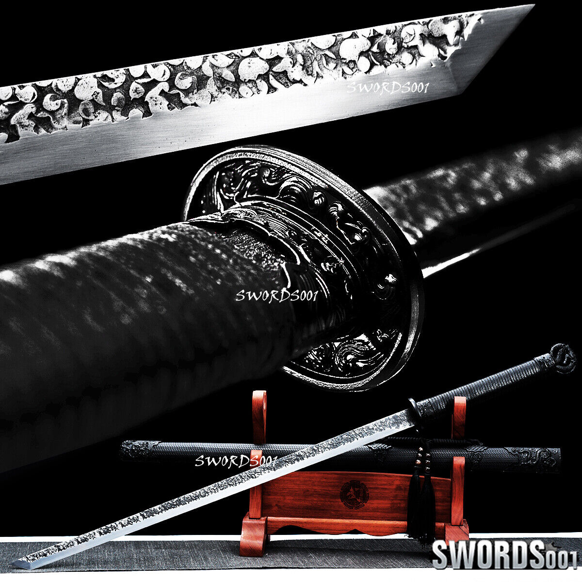 Cool Black Dragon Sword Carbon Steel Japanese Straight Blade Sharp Ninjato 40'' 