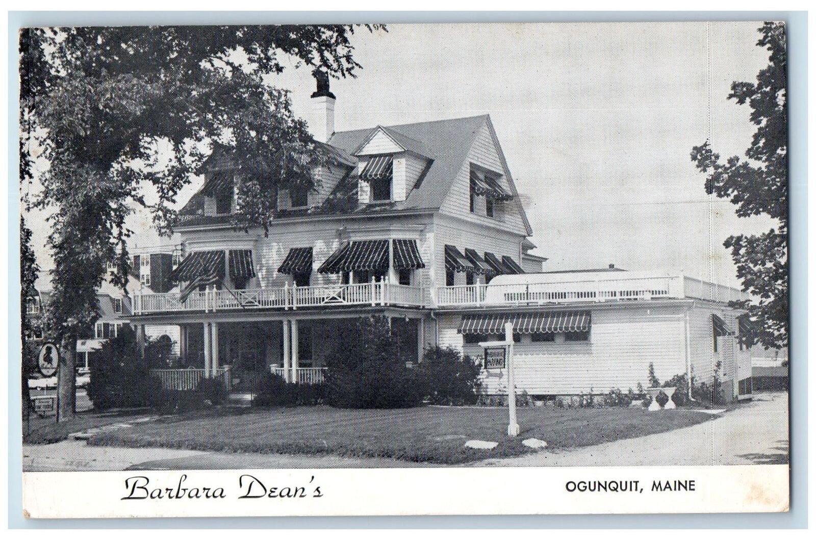 1956 Barbara Dean\'s Entrance View Restaurant Lawn Ogunquit Maine ME Postcard