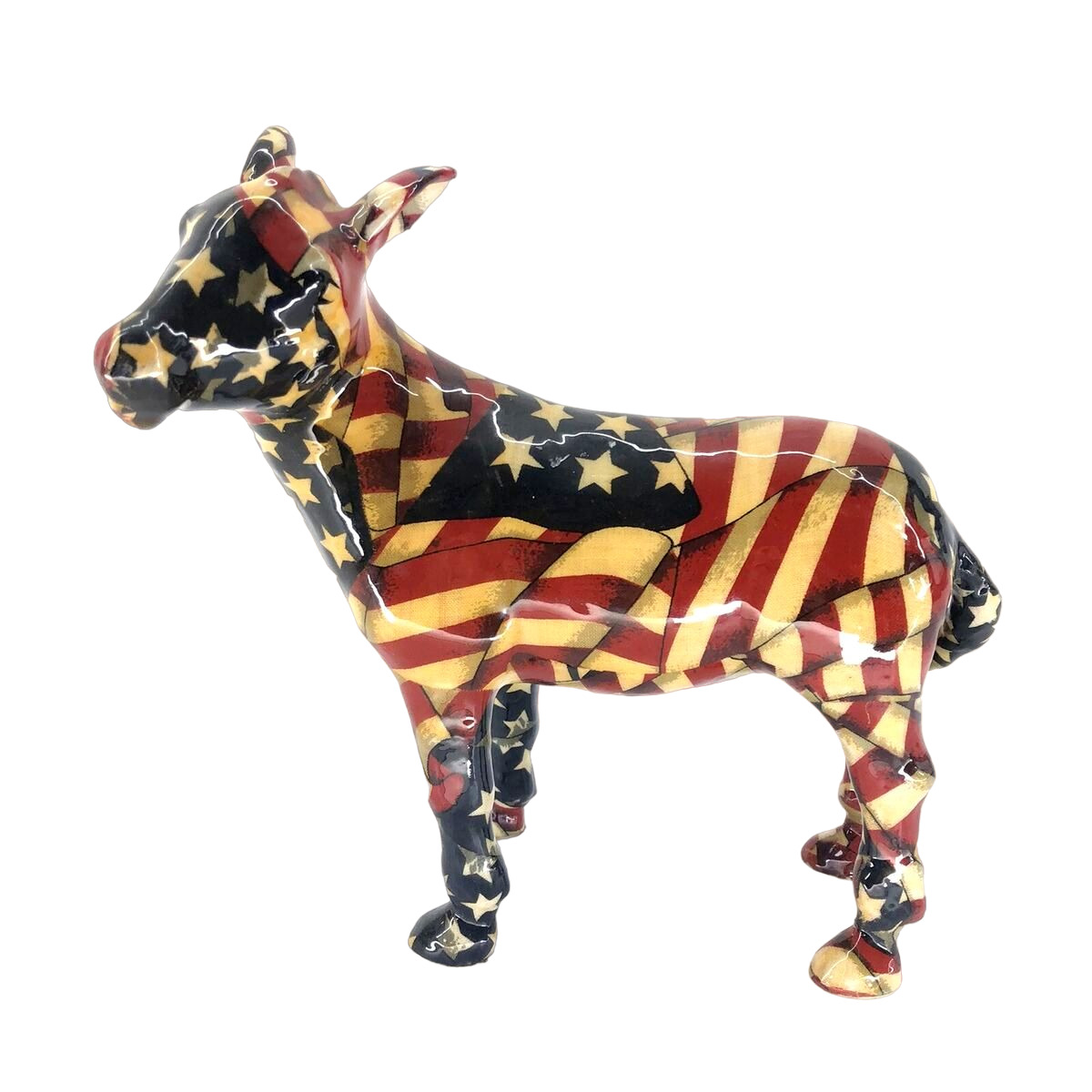 80s Donkey Figurine American Flag La Vie Porcelain Stars Stripes Patriotic USA