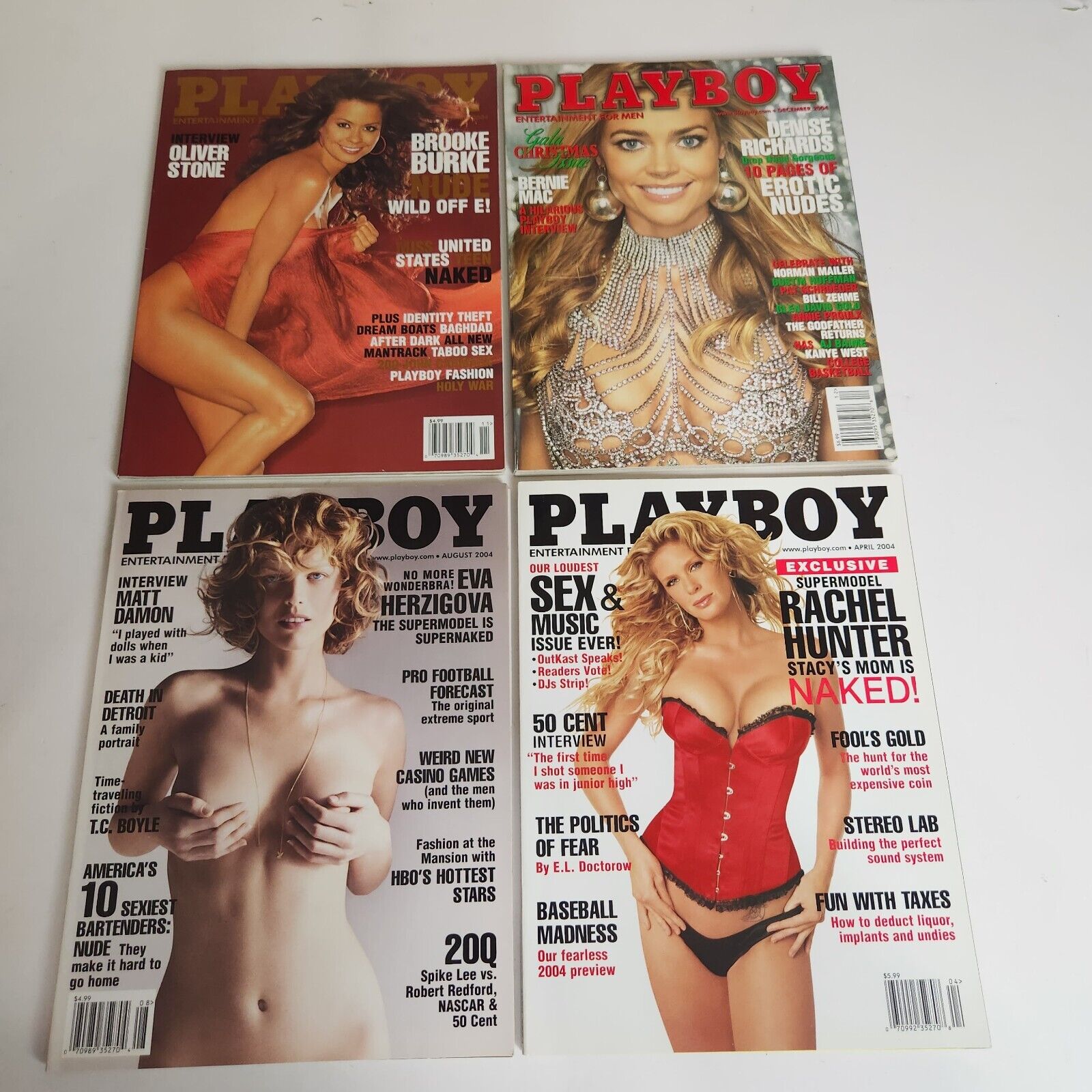 Playboy Magazine Lot of 4 Rachel Hunter Denise Richards Brooke Burke E Herzigova