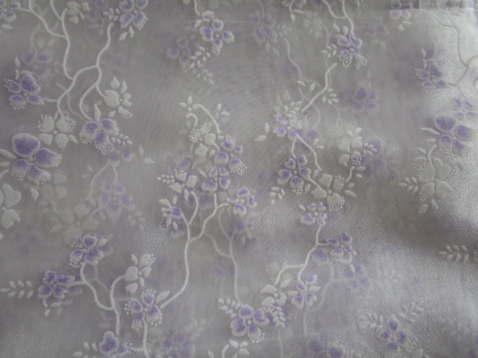 Vintage Flocked Floral Nylon Sheer Fabric, RARE 58\