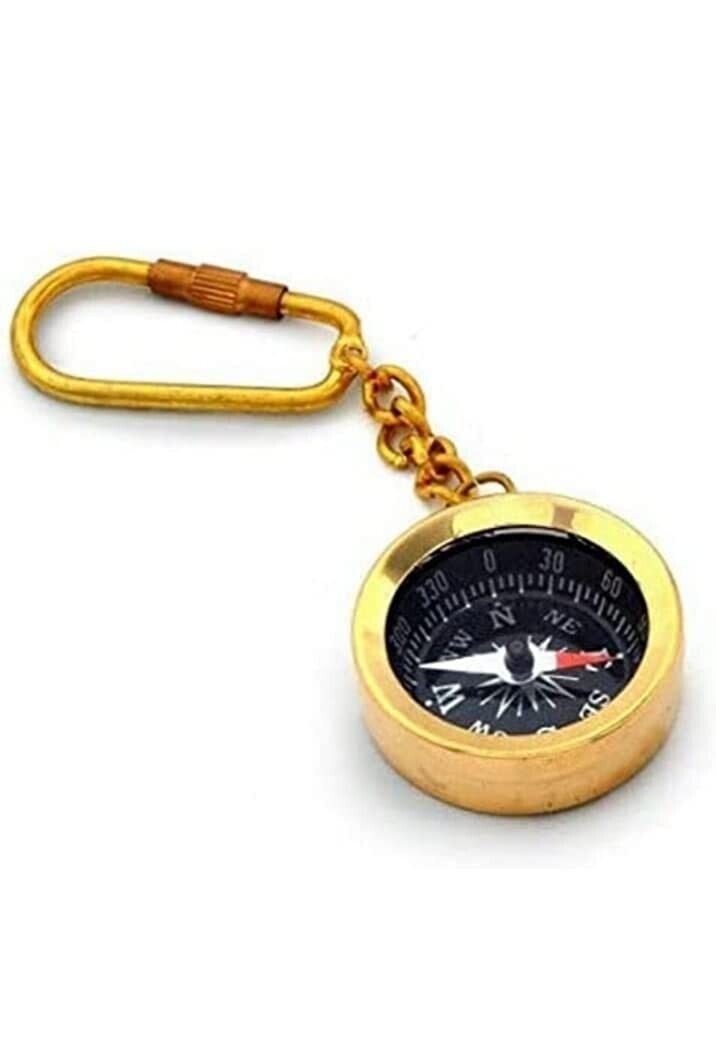 Brass Metal Magnetic Direction Compass Gold Keychain Antique Brass Magnetic Comp