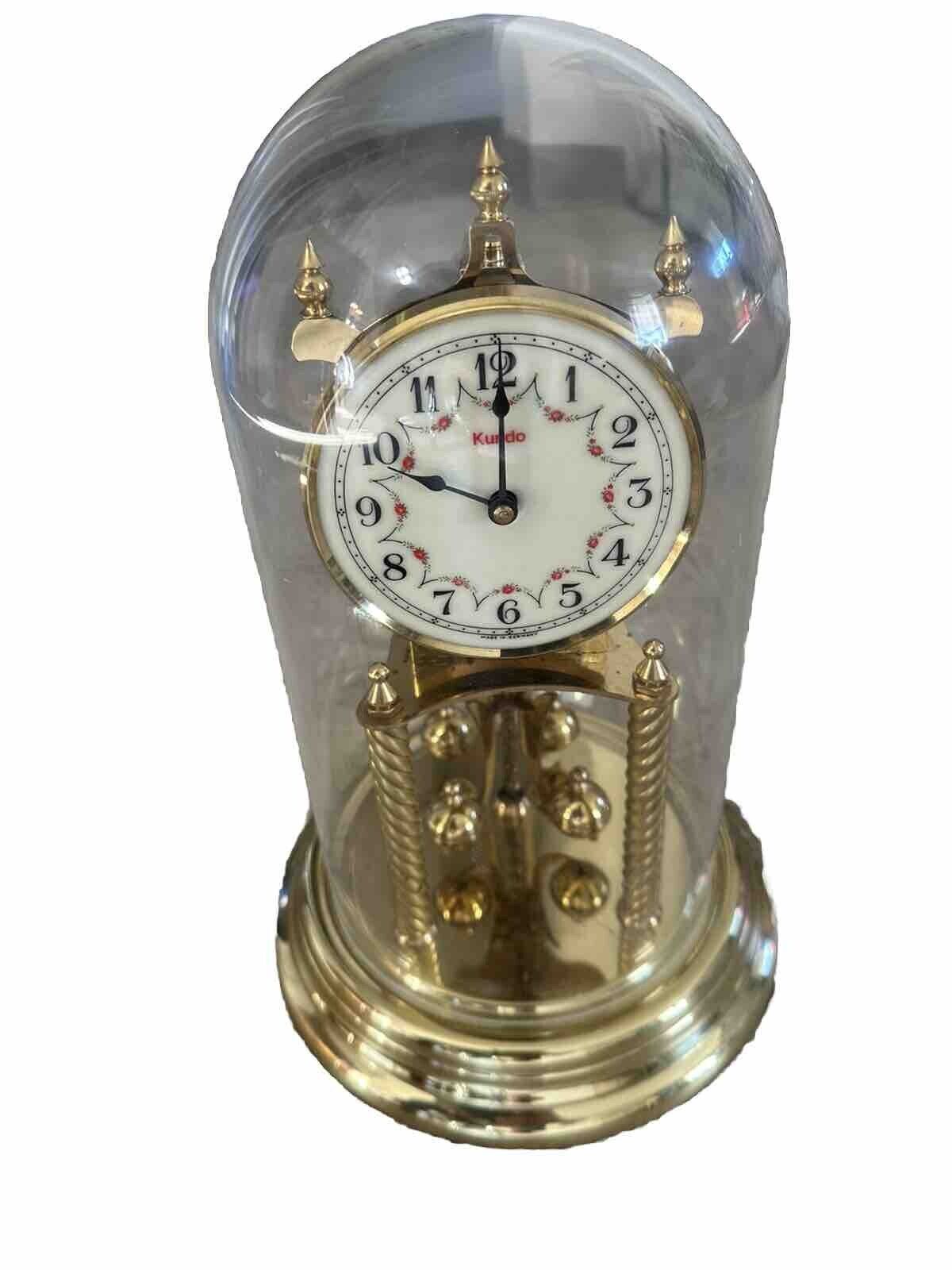 Vintage Kundo Anniversary 400 Day Clock Plastic Dome Pendulum Spins German