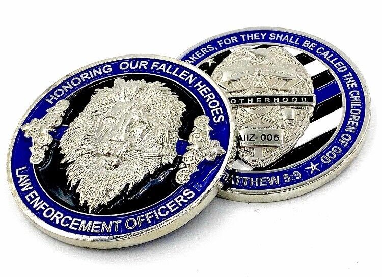 Thin Blue Line Police LEO Honoring Our Fallen Heroes Tribute Challenge Coin