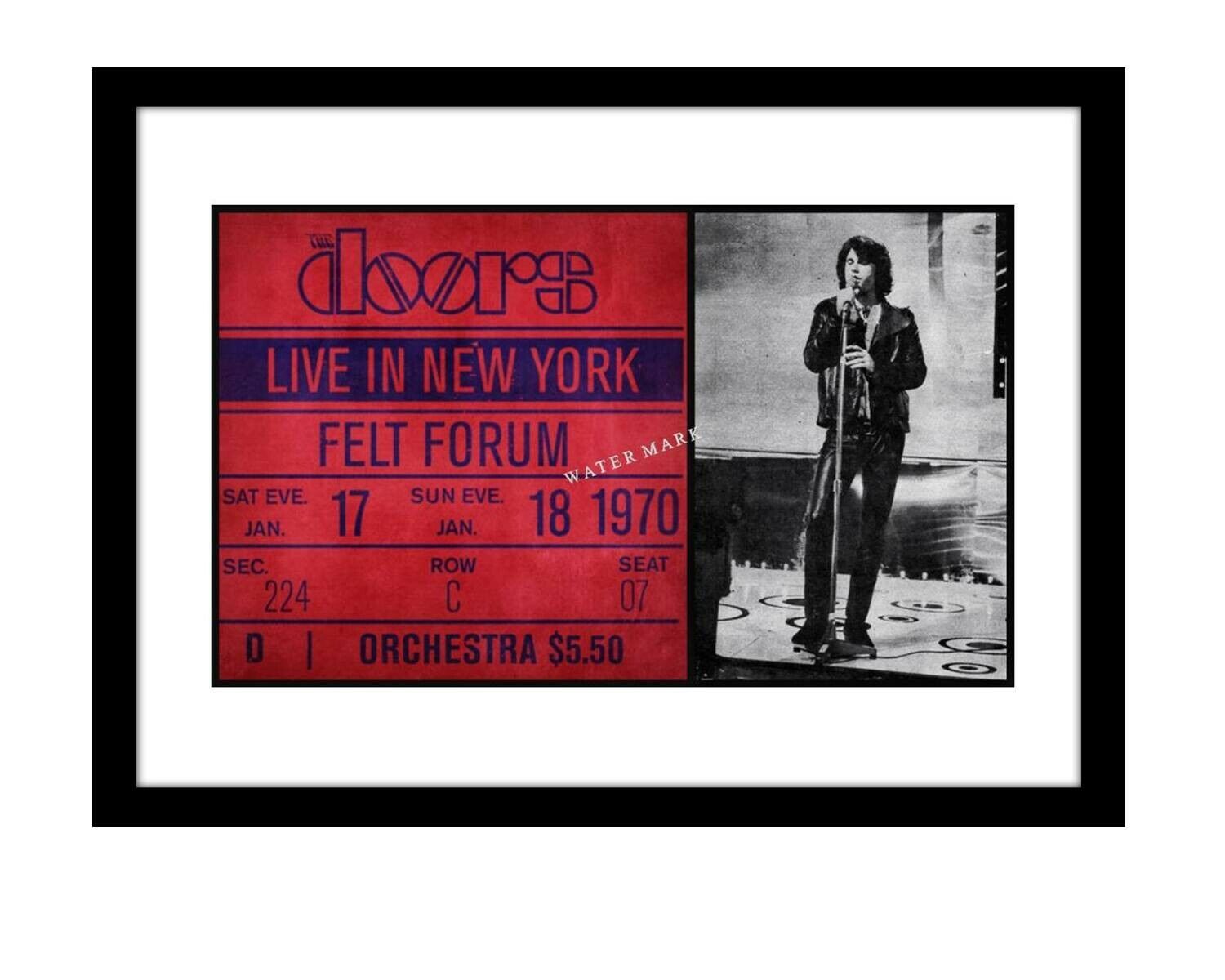 The Doors 5x7 photo print Jim Morrison 1970 concert ticket art work rock & roll