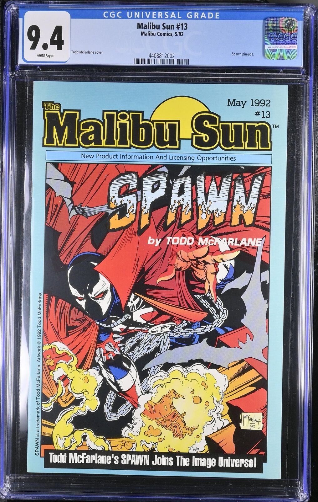 Malibu Sun #13 CGC NM 9.4 White Pages 1st Spawn Malibu 1992